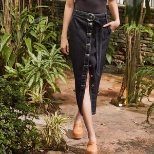 BDG belted button down midi skirt